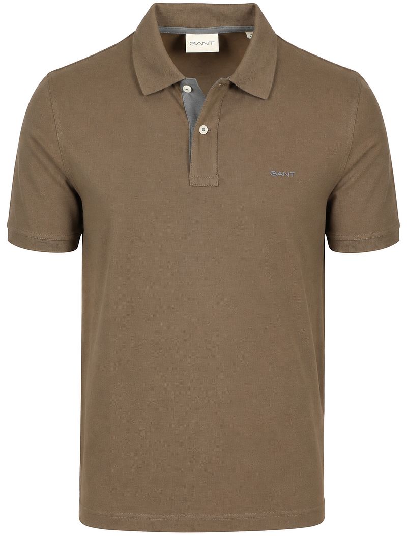 Gant Contrast Piqu&eacute; Poloshirt Faded Taupe