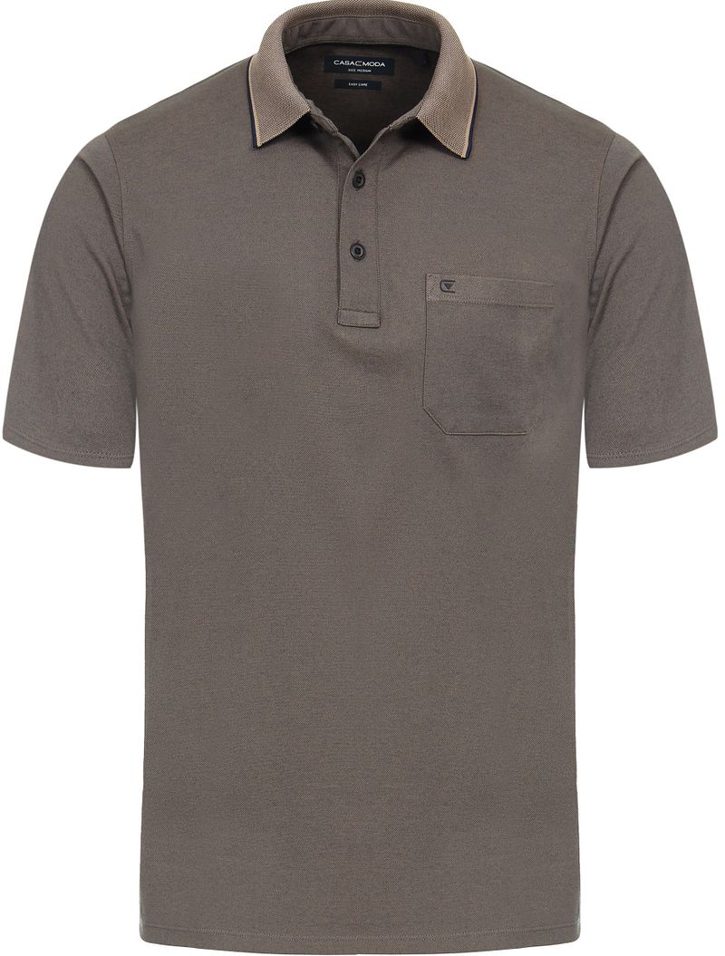 Casa Moda Poloshirt Stretch Melange Taupe - Größe M günstig online kaufen