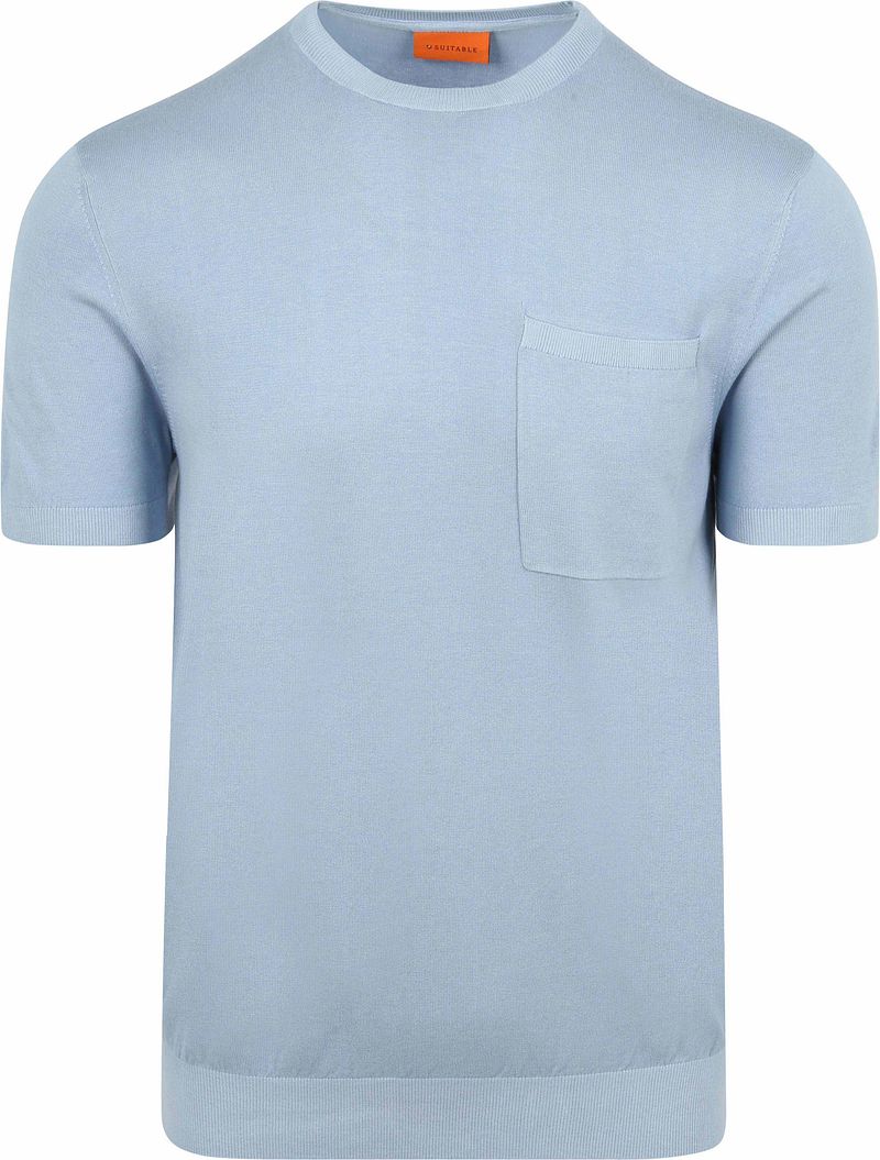 Suitable Knitted T-shirt Pocket Compact Lichtblauw