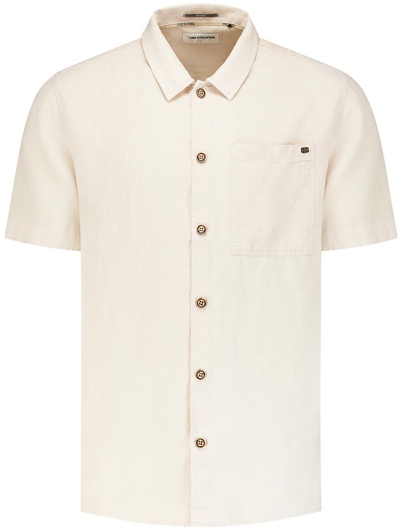 No Excess Short Sleeve Overhemd Linen Blend Ecru