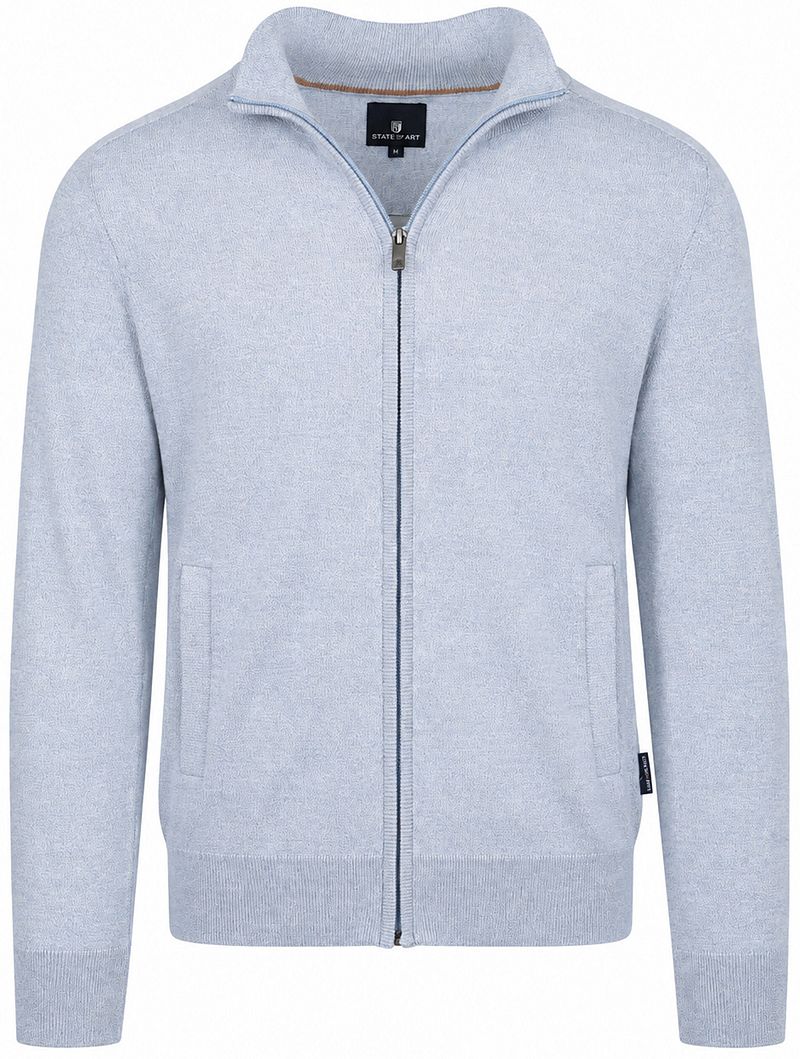State of Art Strickjacke Zip mouline mittelblau - Größe XXL