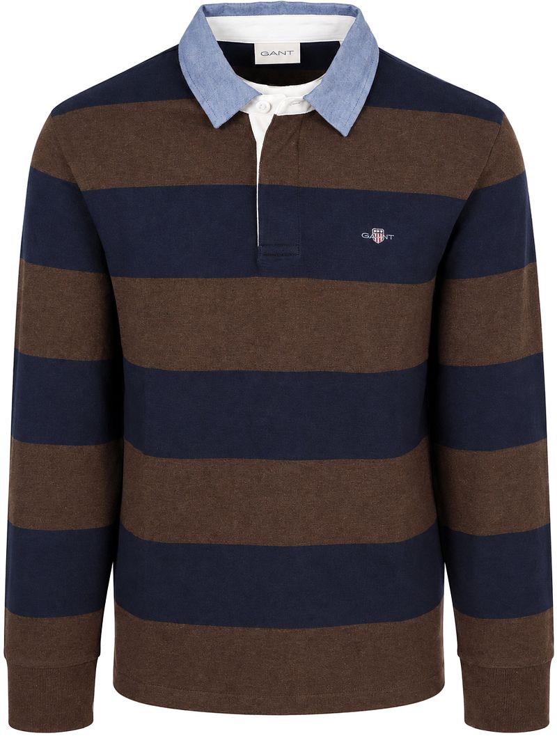 Gant Rugger Shield Chambray Polo Streep Navy Bruin