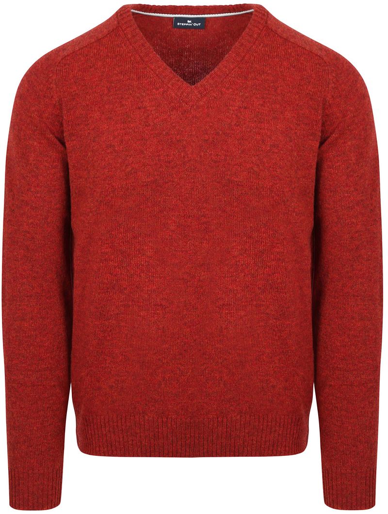 Steppin' Out Pullover V-Ausschnitt Lammwolle Rot - Größe XL günstig online kaufen