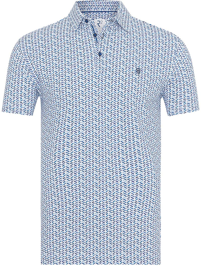 R2 Amsterdam Polo Piqué Druck Blau - Größe S
