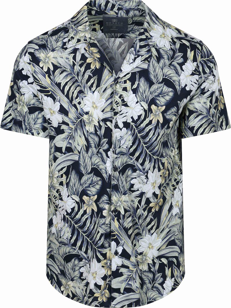 Desoto Short Sleeve Overhemd Festival Navy Groen