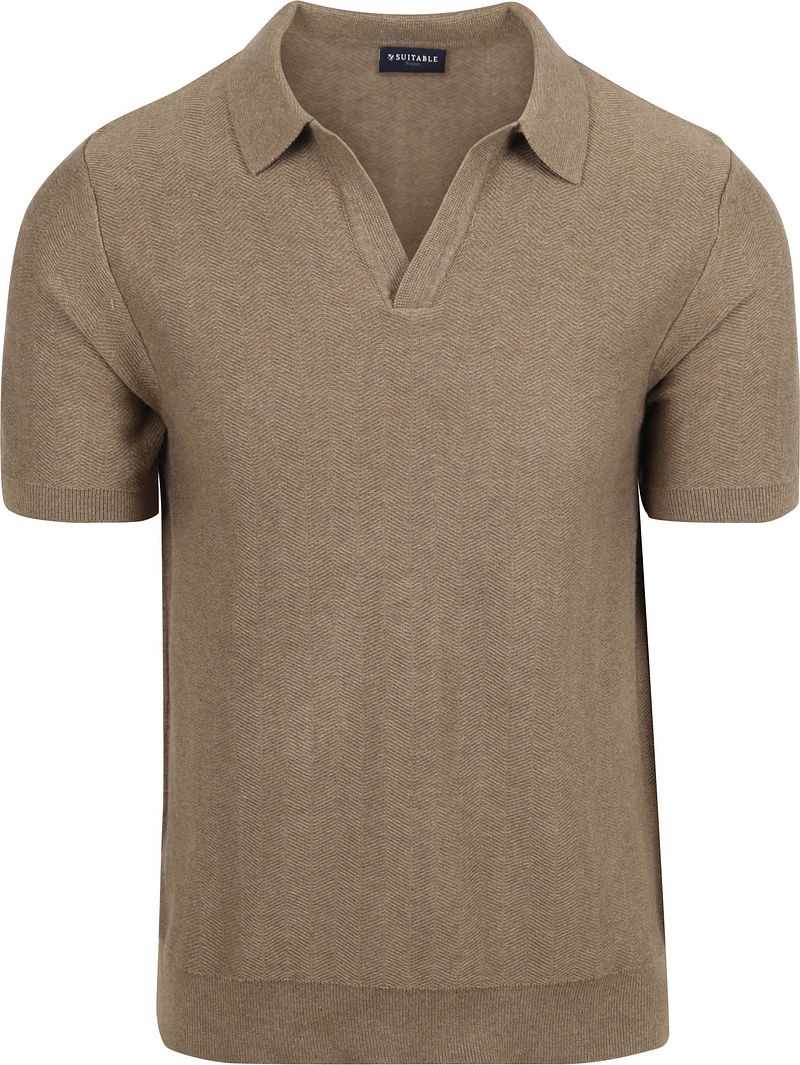 Suitable Knitted Poloshirt Riva Harring Taupe - Größe XL günstig online kaufen