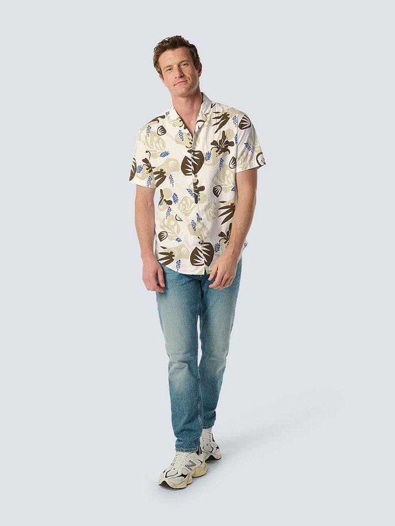 No Excess Short Sleeve Hemd Seersucker Beige - Größe L günstig online kaufen