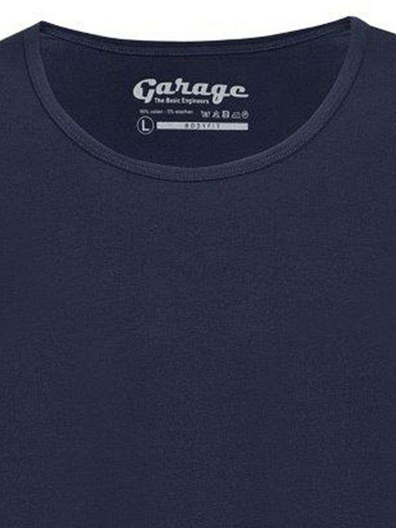 Garage Stretch Basic T-Shirt Dunkelblau Tiefer Rundhals - Größe S günstig online kaufen