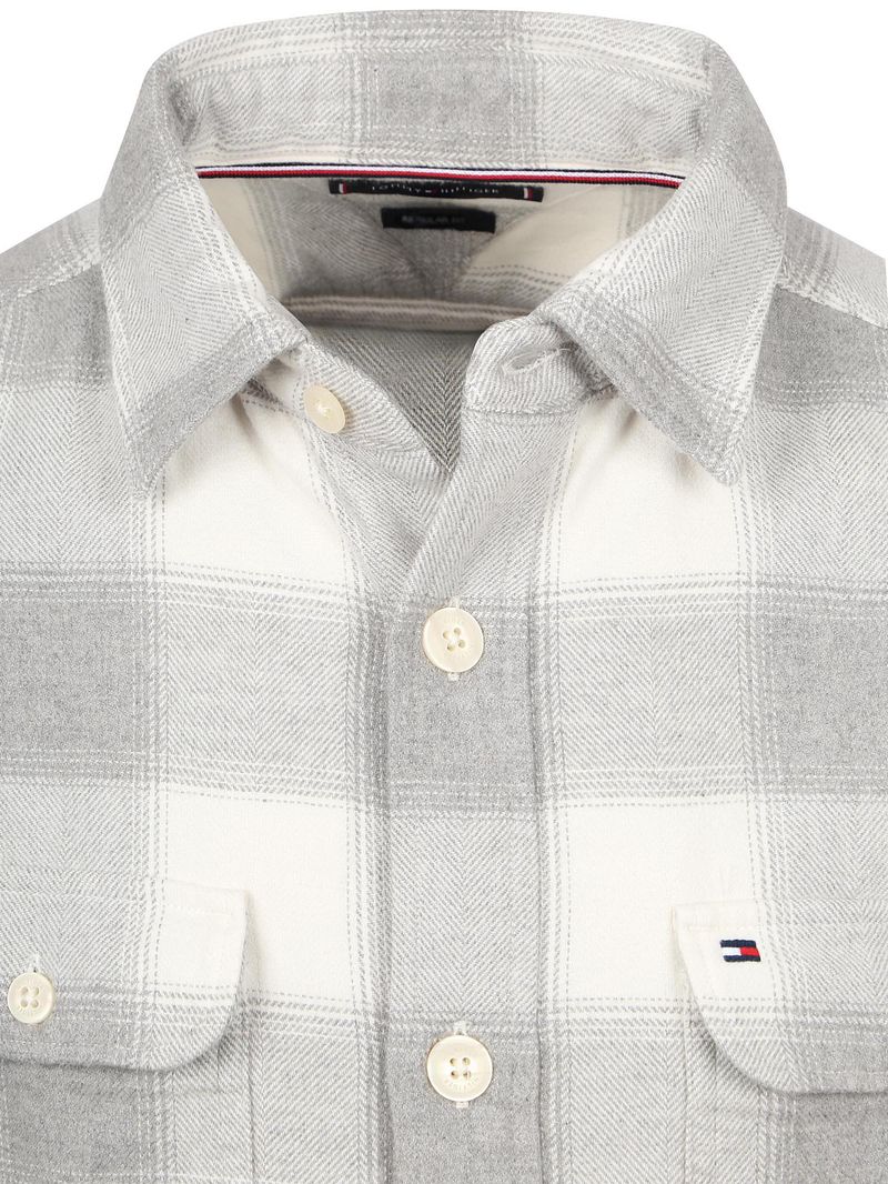 Tommy Hilfiger Hemdjacke Flanell Karos Grau - Größe M günstig online kaufen