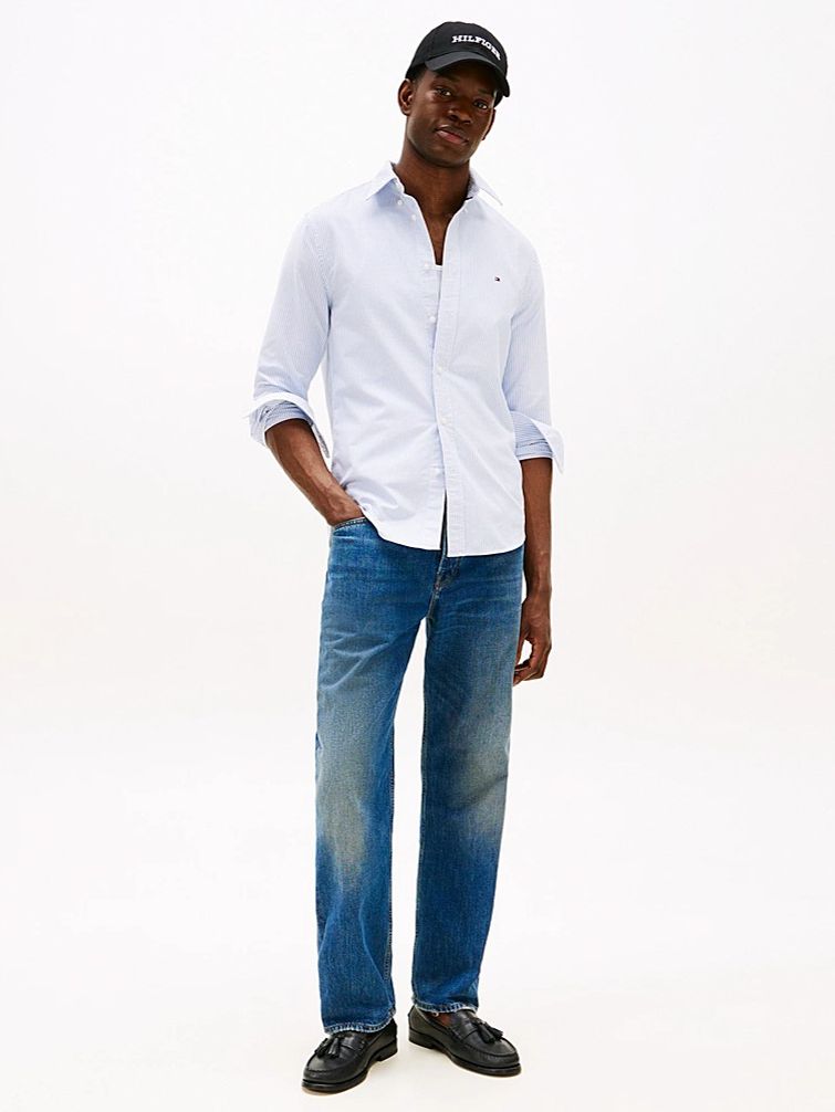 Tommy Hilfiger Oxford Hemd Streifen Hellblau  - Größe 3XL günstig online kaufen
