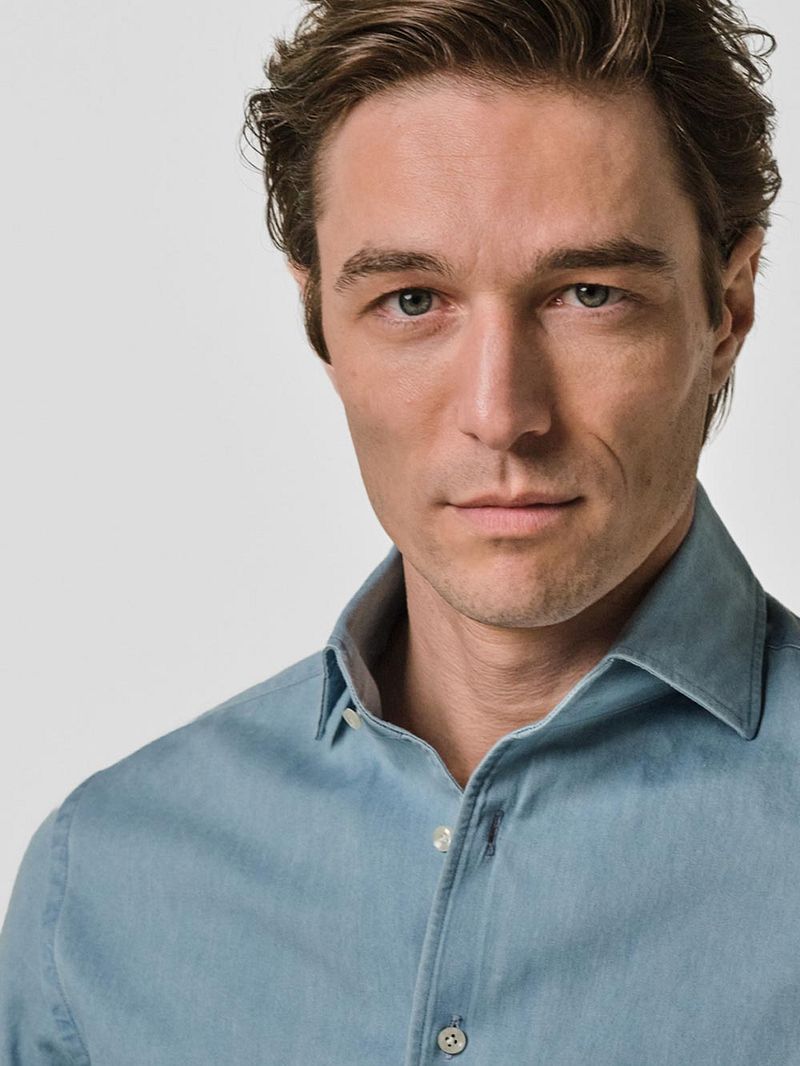 Profuomo Twill Hemd Denim Hellblau - Größe 43 günstig online kaufen