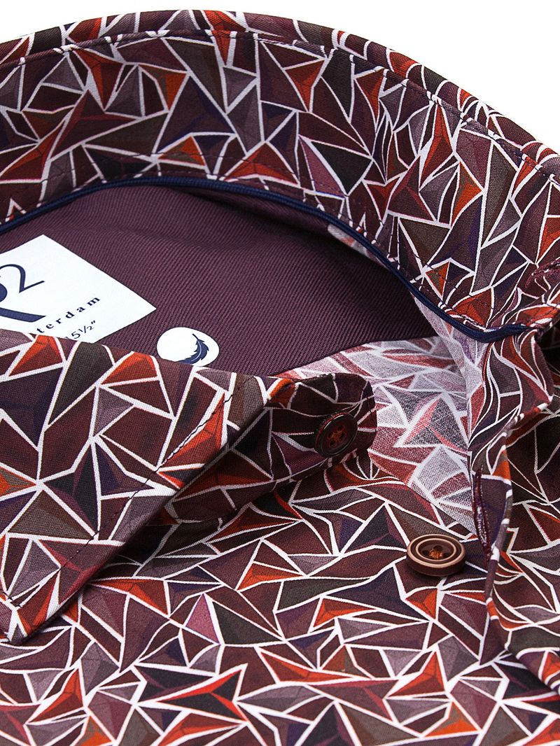 R2 Hemd Poplin Triangle Impression Bordeaux - Größe 45 günstig online kaufen
