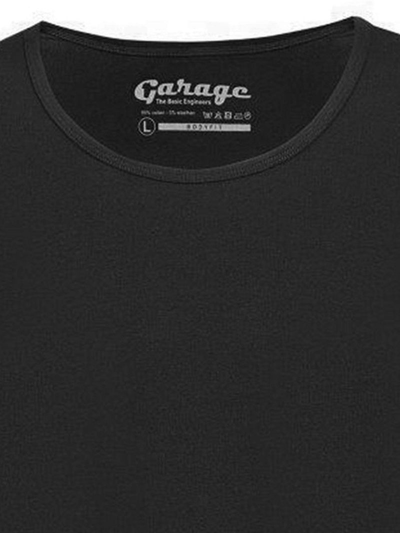 Garage Stretch Basic T-Shirt Schwarz Tiefer Rundhals - Größe L günstig online kaufen