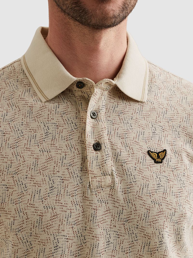 PME Legend Poloshirt Piqué Druck Ecru - Größe XXL günstig online kaufen