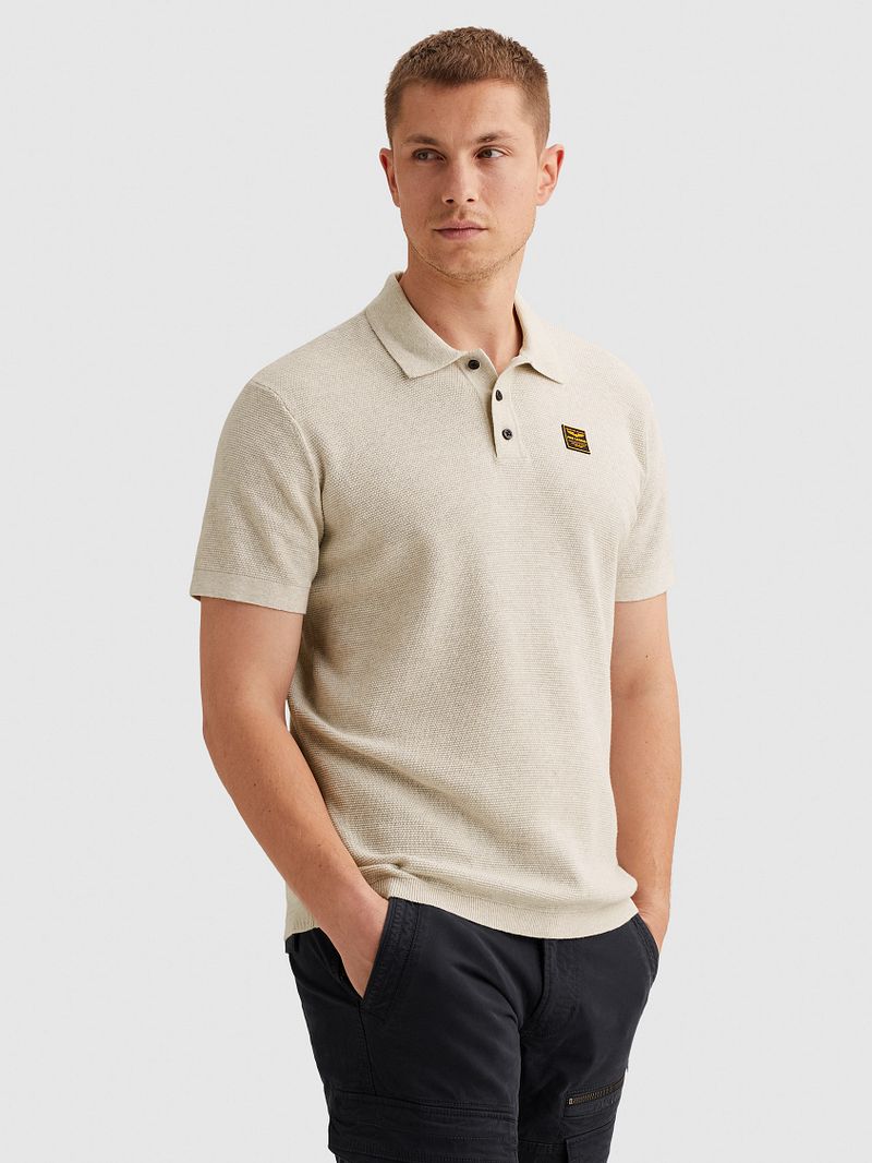 PME Legend Poloshirt Knitted Structure Ecru - Größe L günstig online kaufen