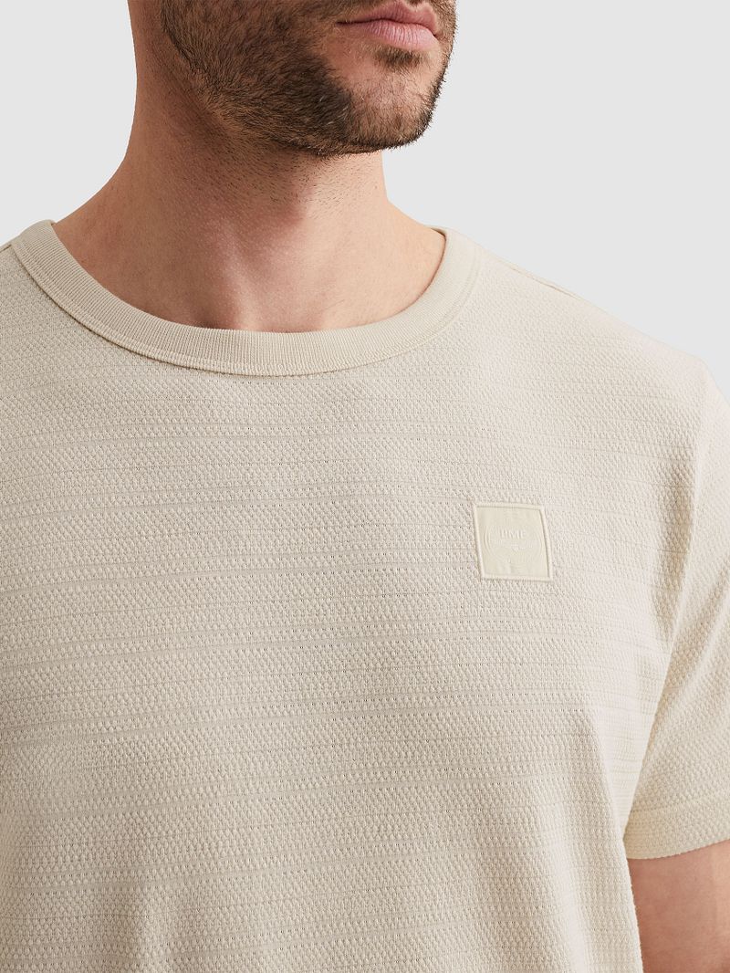 PME Legend T-Shirt Jacquard Stripe Ecru - Größe XXL günstig online kaufen