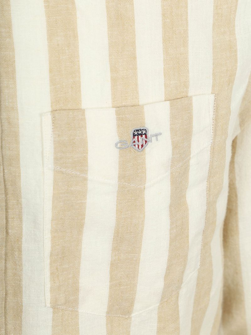 Gant Cotton Linen Hemd Stripe Beige - Größe L günstig online kaufen