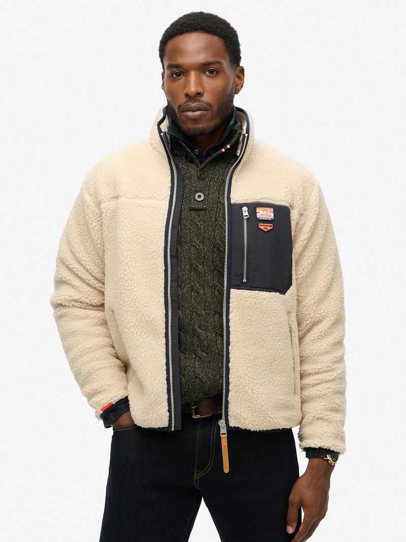 Superdry Fleecejacket Vintage Retro Ecru - Größe M günstig online kaufen