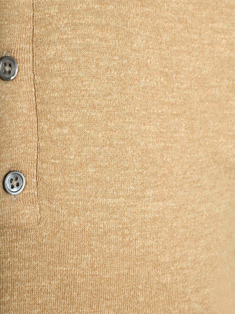 Suitable Knitted Poloshirt Cotton Linen Beige - Größe M günstig online kaufen