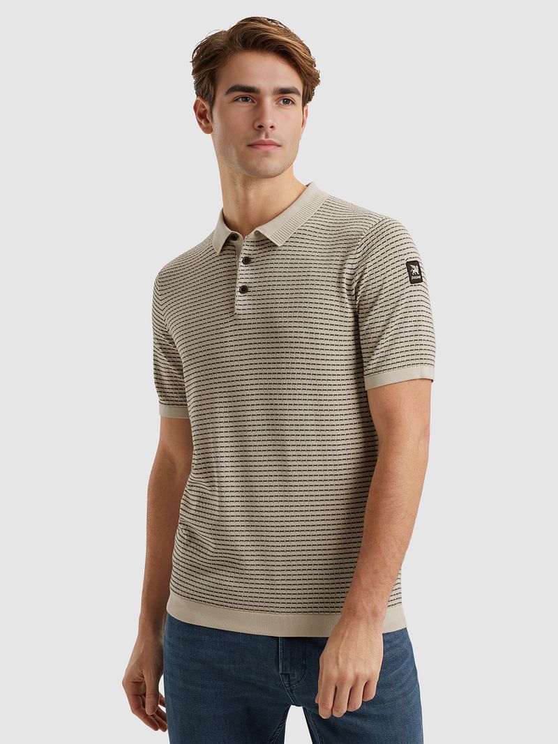 Vanguard Knitted Poloshirt Druck Beige - Größe XL günstig online kaufen