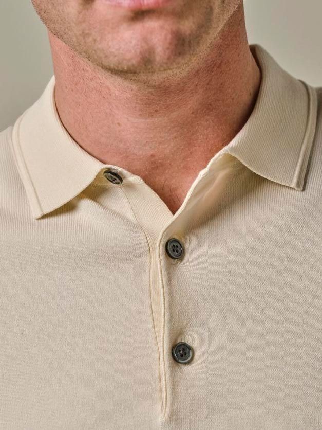 Profuomo Knitted Poloshirt Ecru - Größe XXL günstig online kaufen