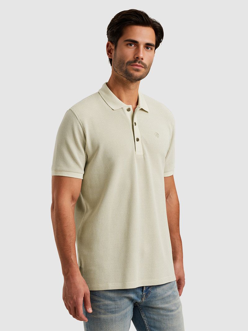 Cast Iron Polo Waffle Structure Ecru - Größe L günstig online kaufen