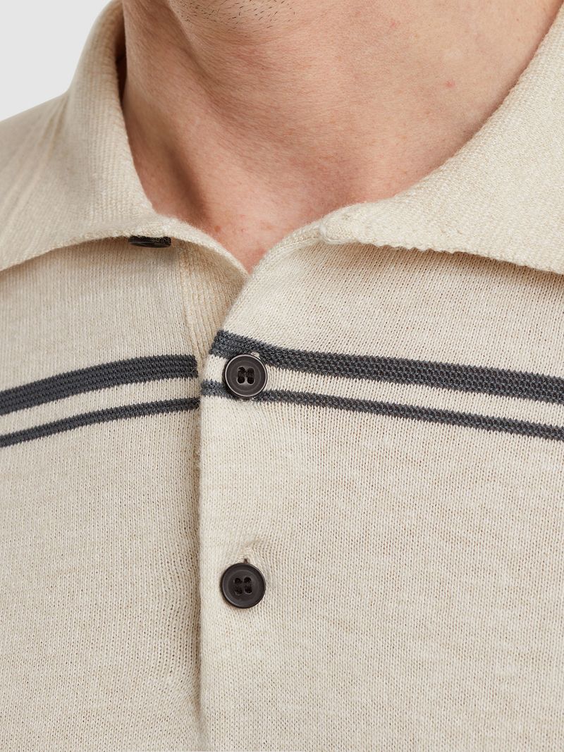Vanguard Knitted Poloshirt Streifen Beige - Größe M günstig online kaufen