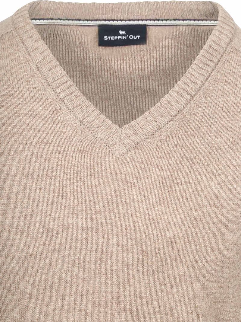 Steppin' Out Pullover V-Ausschnitt Lammwolle Beige - Größe XL günstig online kaufen