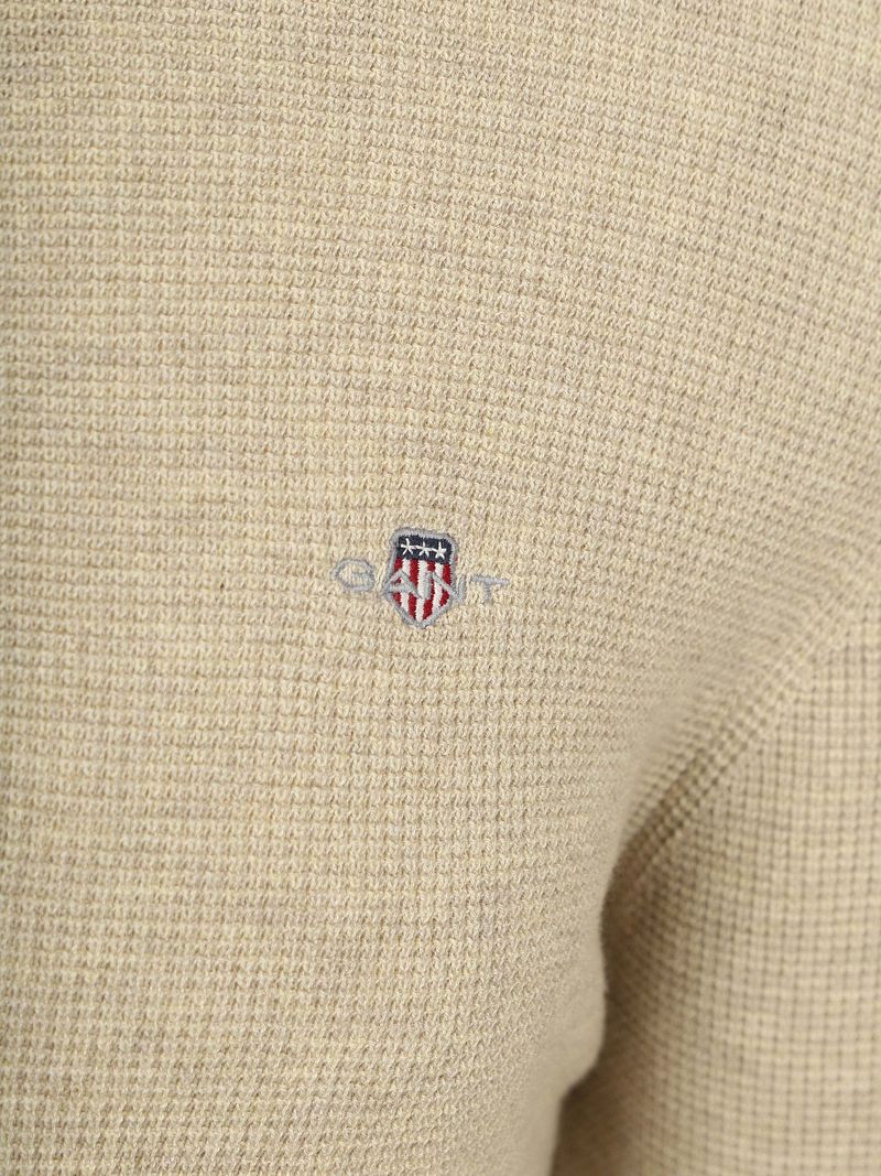 Gant Half Zip Pullover Micro Textured Beige - Größe 3XL günstig online kaufen