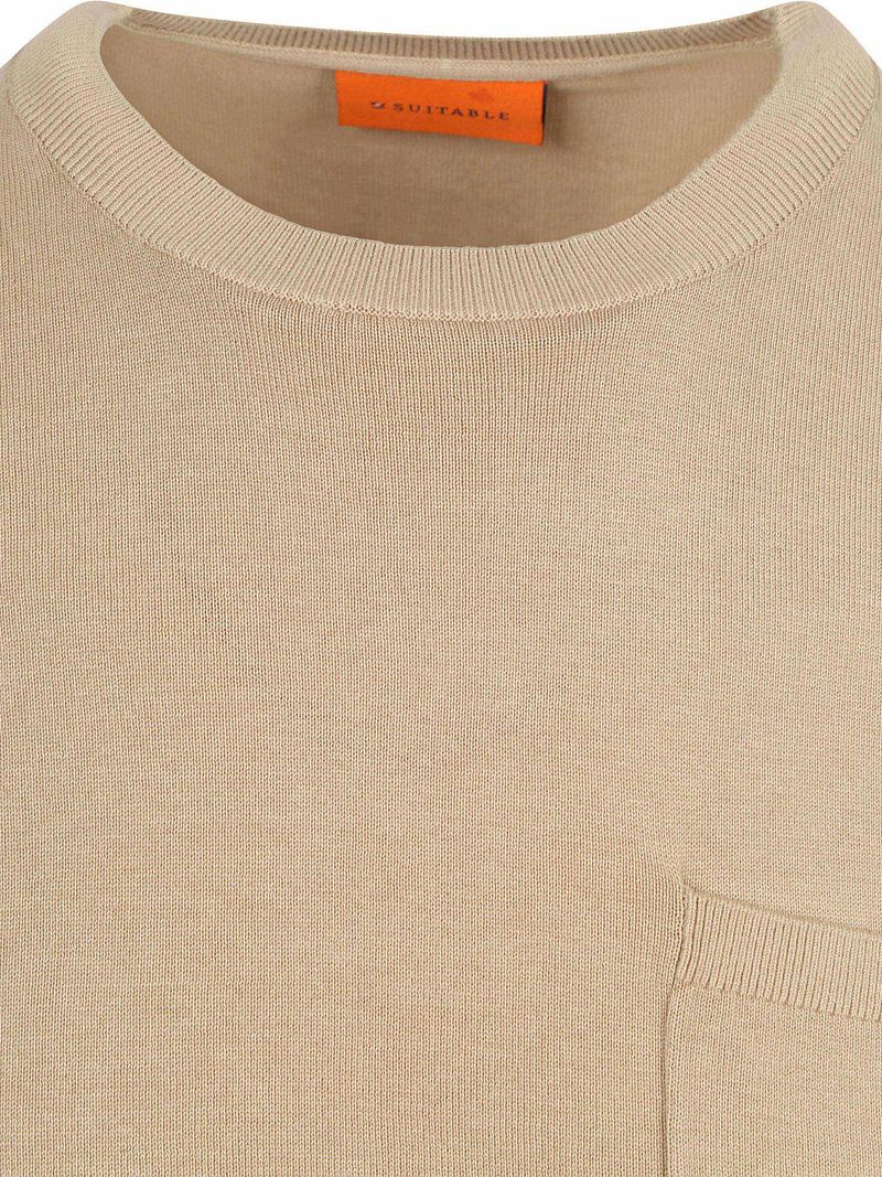 Suitable Knitted T-shirt Pocket Compact Taupe - Größe L günstig online kaufen
