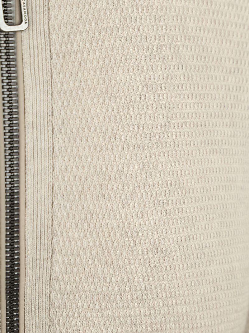 Casa Moda Strickjacke Zip Structure Ecru - Größe L günstig online kaufen