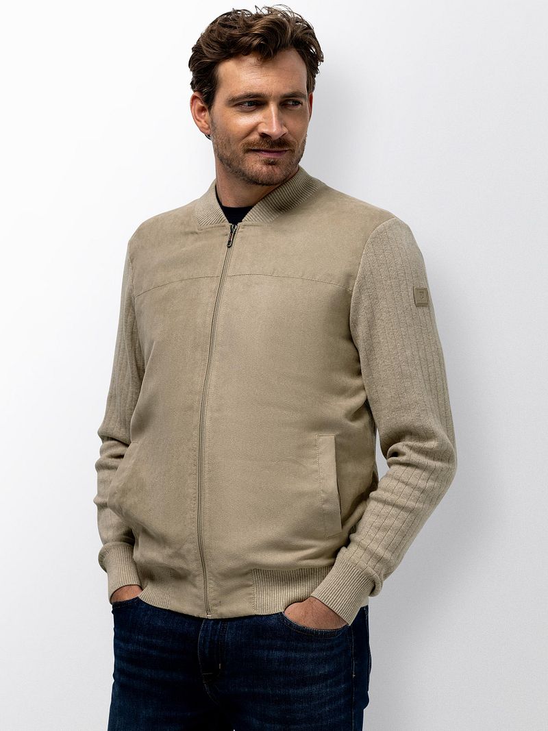 State Of Art Strickjacke Zip Bomber Beige - Größe XL günstig online kaufen