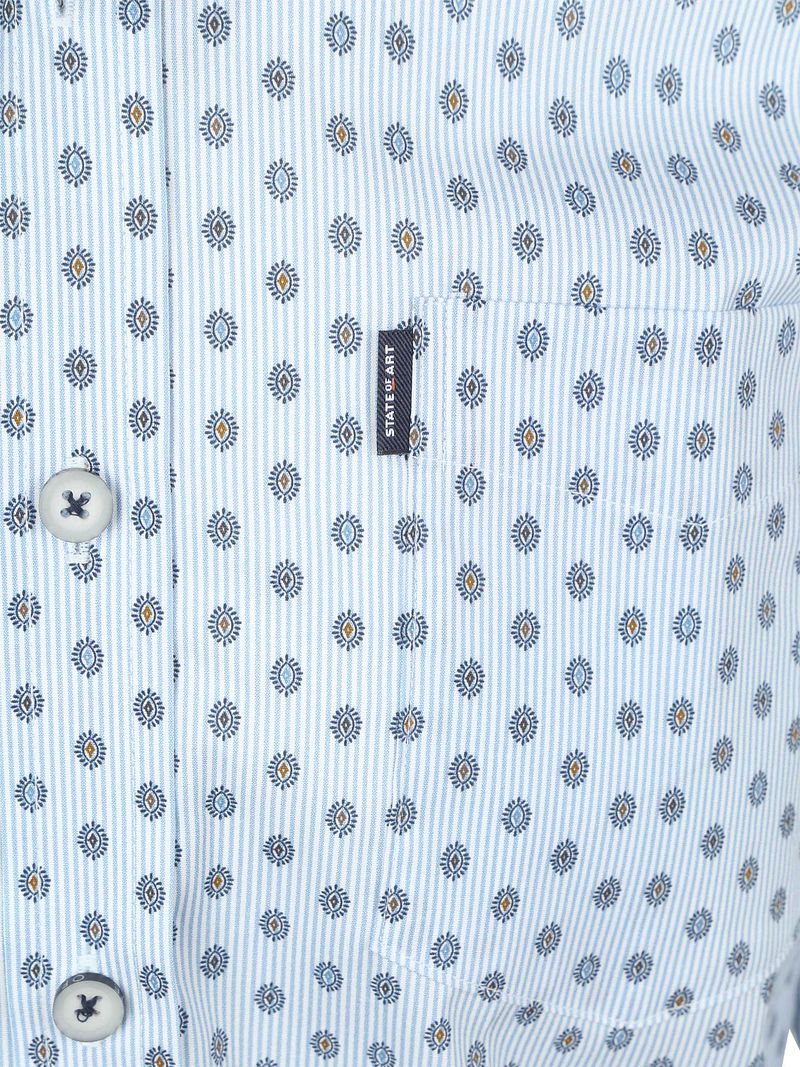 State of Art Shirt Poplin Eye Printed Stripe Grey - Größe M günstig online kaufen