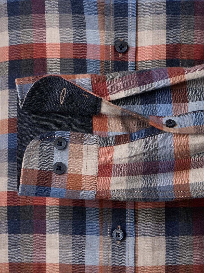 Casa Moda Freizeithemd Kariert Herringbone Multicolour - Größe 5XL günstig online kaufen