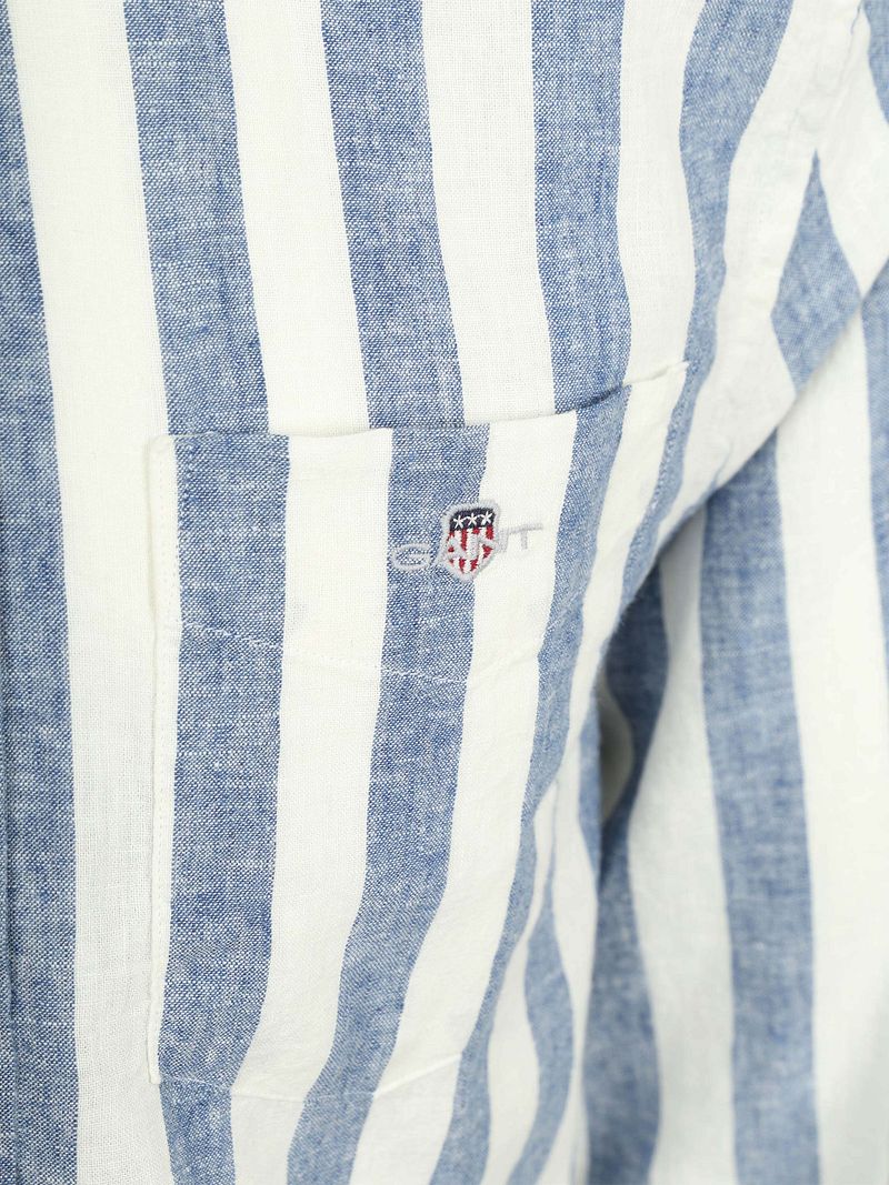 Gant Cotton Linen Hemd Stripe Blau - Größe XXL günstig online kaufen