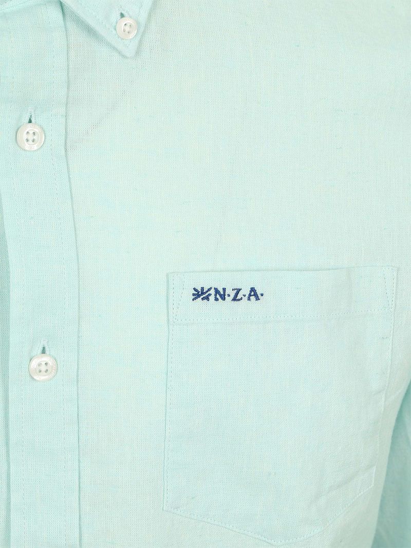 NZA Shirt Linen Blend Aqua - Größe L günstig online kaufen