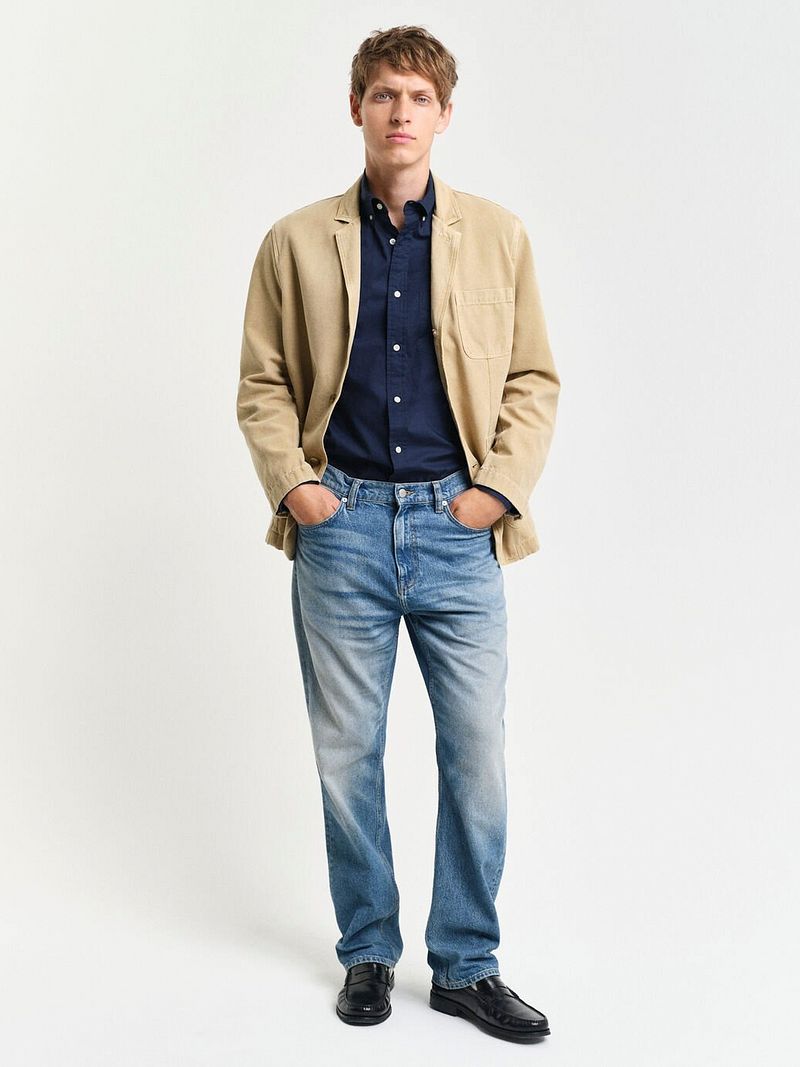 Gant Casual Hemd Poplin Navy - Größe L günstig online kaufen