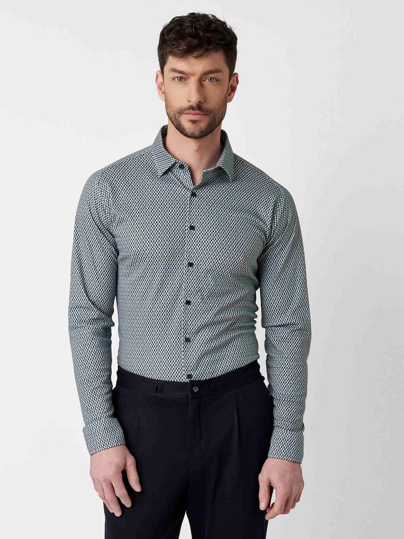 DESOTO Hemd Squares Grün Blau - Größe L günstig online kaufen