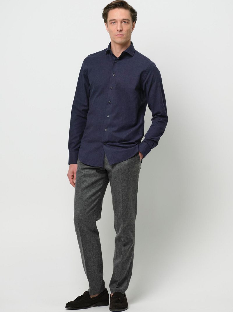 Profuomo Hemd Peached Twill Flanell Navy - Größe 43 günstig online kaufen