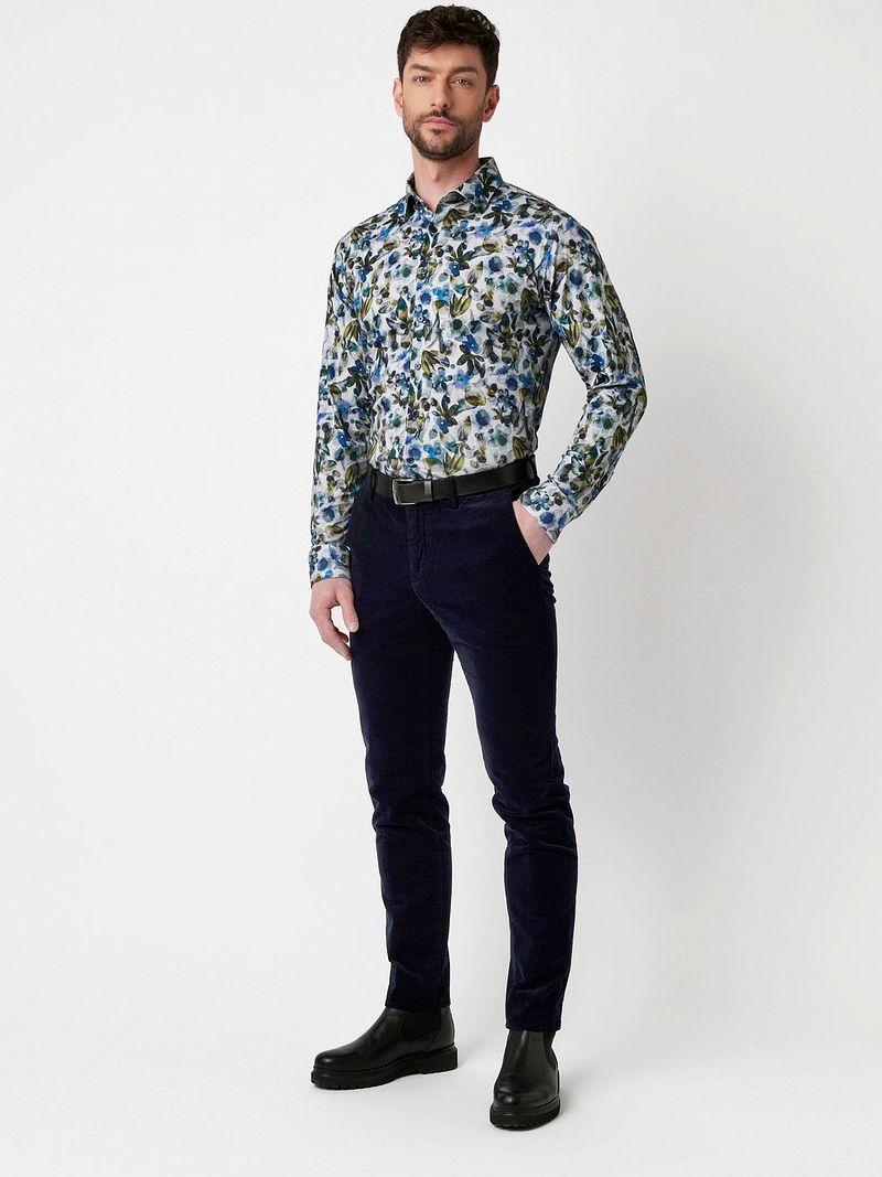 DESOTO Hemd Druck Blumen Blau  - Größe 3XL günstig online kaufen