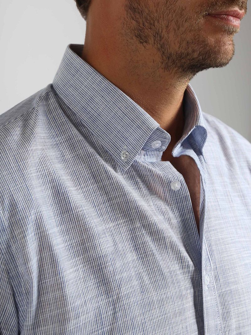 Suitable Hemd Cotton Slub Streifen Blau - Größe XXL günstig online kaufen