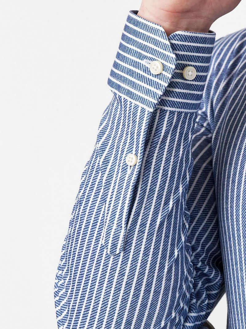 DESOTO Hemd Twill Stripe Blau - Größe S günstig online kaufen