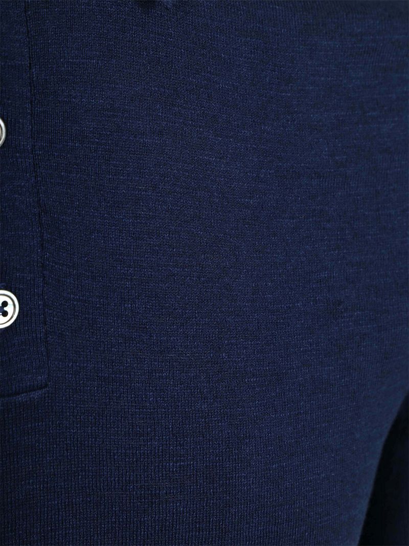 Suitable Knitted Poloshirt Cotton Linen Navy - Größe S günstig online kaufen