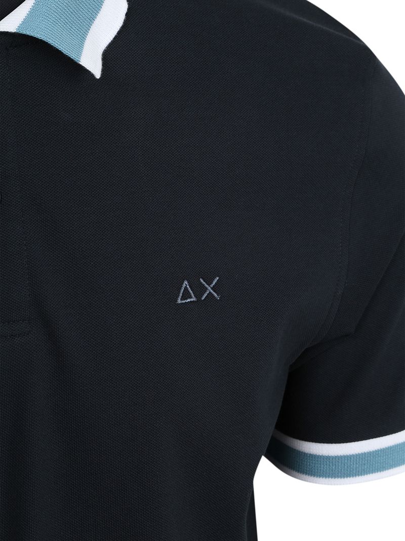 Sun68 Poloshirt Multistripes Collar Navy  - Größe XXL günstig online kaufen