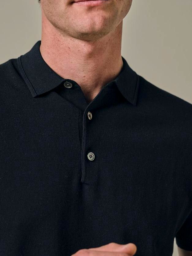 Profuomo Knitted Poloshirt Navy - Größe S günstig online kaufen