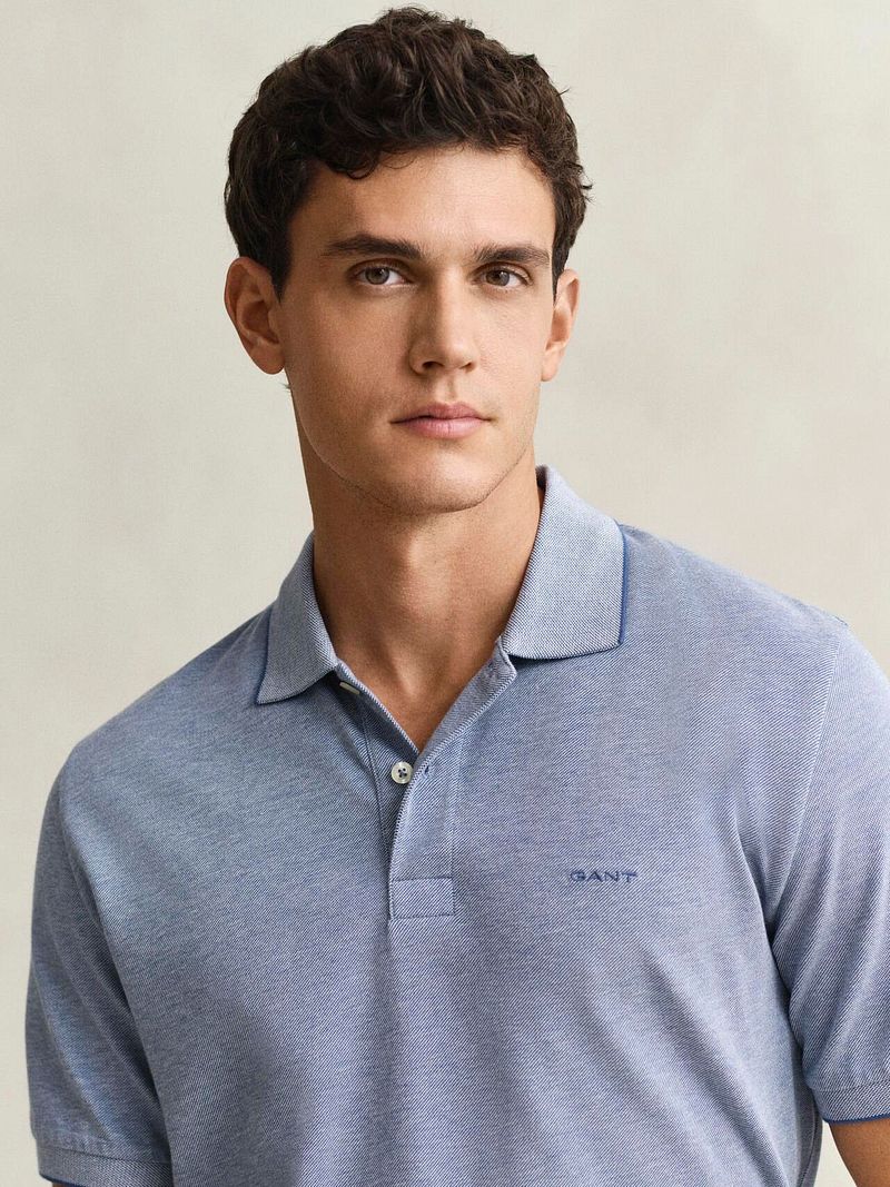 Gant 2Tone Piqué Poloshirt Blau - Größe L günstig online kaufen