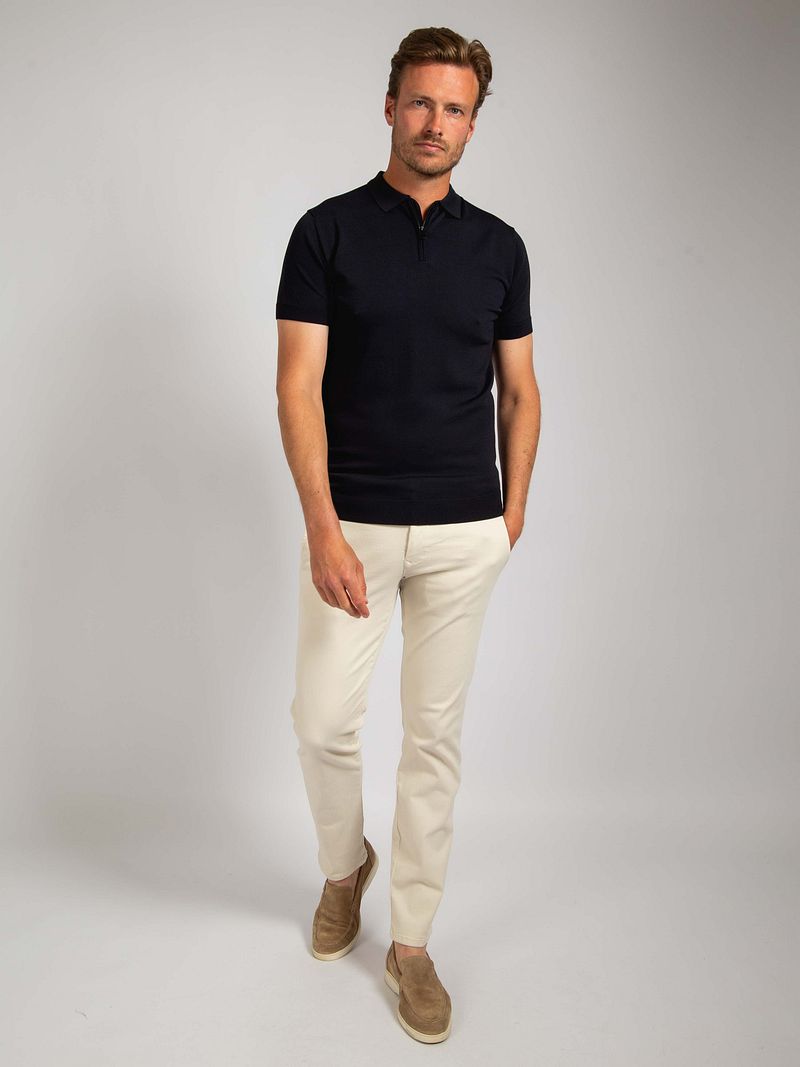 Suitable Knitted Half Zip Poloshirt Navy - Größe M günstig online kaufen