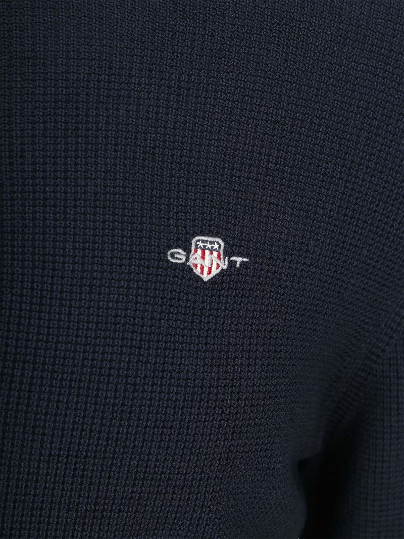 Gant Half Zip Pullover Micro Textured Navy - Größe 3XL günstig online kaufen