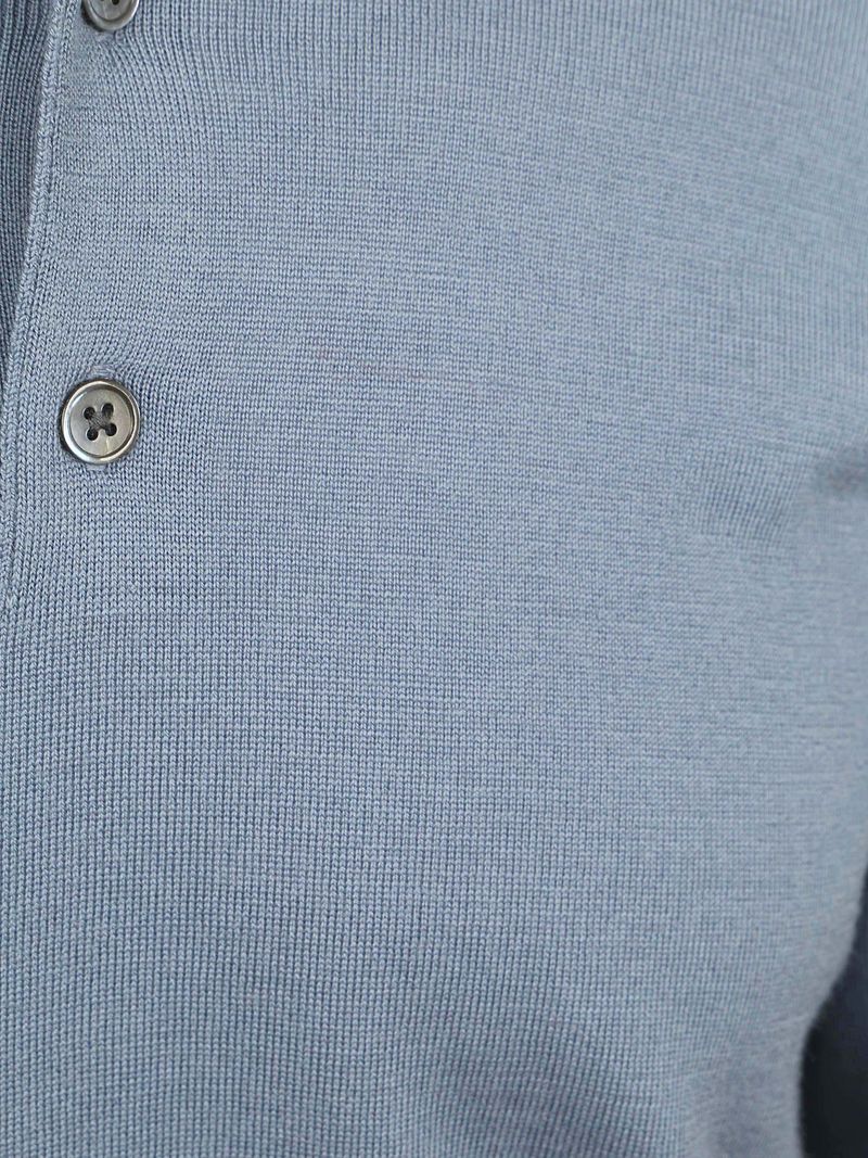 Profuomo Longsleeve Poloshirt Merinowolle Blau - Größe M günstig online kaufen