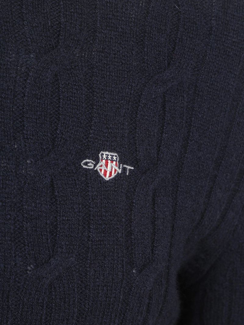 Gant Halfzip Lammwollpullover Cable Blau - Größe XL günstig online kaufen